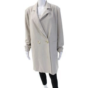 4th Reckless Women Beige Overcoat Button Long Sleeve Polyester Size 8 Tall